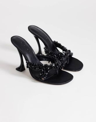 Topshop Natasha - Sandali con tacco alto neri decorati-Giallo