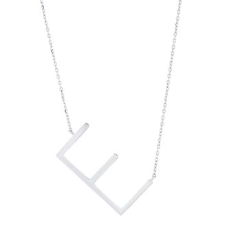 MAX + STONE Solid 10K Yellow or White Gold Initial Pendant Necklace 16-18 inch Cable Chain