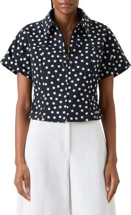 Akris Polka Dot Jacquard Fitted Jacket in Black-Cream at Nordstrom, Size 12