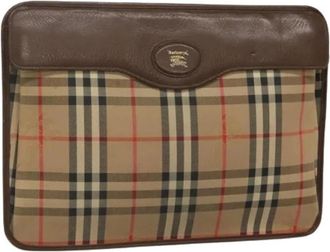 Burberry Pre-owned Clutches, female, Beige, Size: ONE SIZE Pre-owned Canvas Clutch