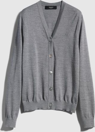 Gucci Fine Wool Cardigan With Embroidery, Black
