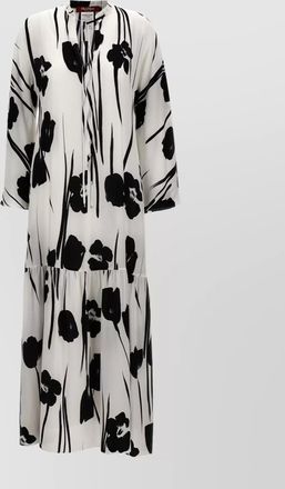 Max Mara floral tiered v-neck midi dress