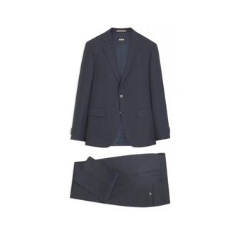 HUGO BOSS Hugo, Single Breasted Suits, male, Blue, Size: 2XL Extra-slim-fit suit in checked performance-stretch cloth
