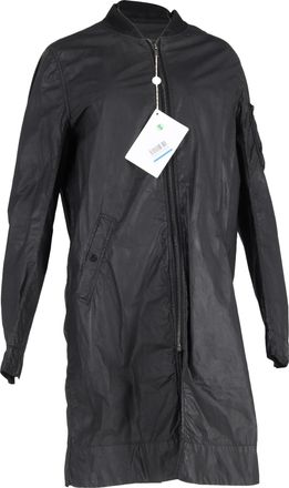 Rick Owens DRKSHDW lange jas met rits in zwart polyamide