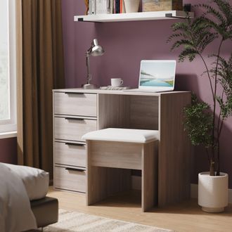 Welcome Furniture Havana Ready Assembled 4 Drawer Vanity in Grey Oak - Welcome Furniture | TJ Hughes
