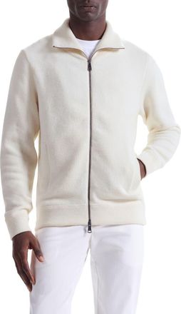 Bugatchi Wool Blend Zip Cardigan in Chalk at Nordstrom, Size Xx-Large