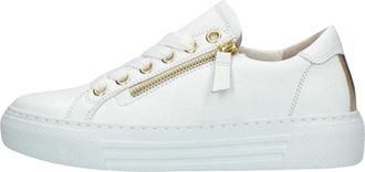 Gabor Witte Low-Top Sneakers Comfort Collectie - Dames - Sneakers - Wit - 37 1/2 EU - Leer - Schoenen
