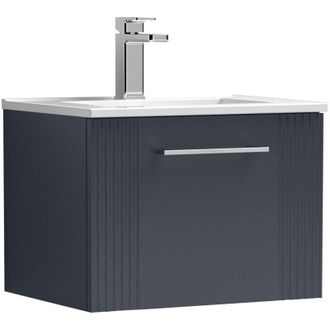 Nuie Nuie - Deco Wall Hung 1-Drawer Vanity Unit with Basin-2 500mm Wide - Satin Anthracite