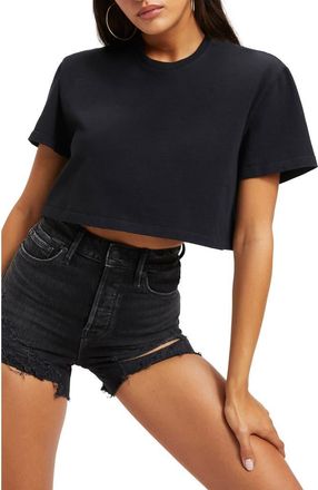 Good American Heritage Crop Cotton T-Shirt in Black001 at Nordstrom Rack, Size Medium