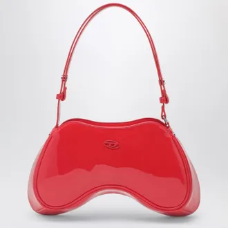 Diesel Double-D patent leather shoulder bag in red