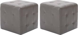 vidaXL Vidaxl - Mesitas De Noche 2 Unidades Cuero Sint&eacute;tico Gris 30x30x30 Cm