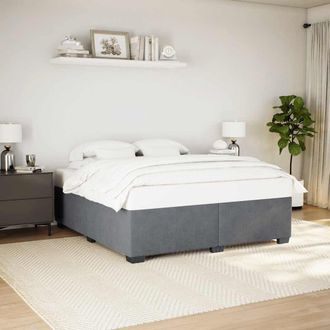 Berkfield Home Bed Frame without Mattress Dark Grey&not;Super King Velvet in Grey | Size: Super King