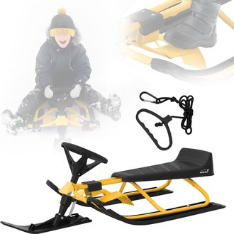 ECD Germany Hauki Trineo De Direcci&oacute;n Para Ni&ntilde;os Con Volante Y Freno De Pie 119x38x50 Cm Deslizador Amarillo Juego Infantil +5 A&ntilde;os Hasta 90 Kg Asiento Con Respal