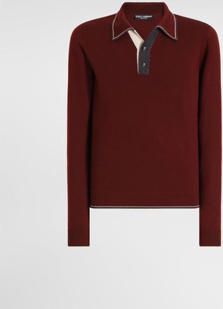 Dolce & Gabbana Wool Polo Shirt - Man Sweaters And Cardigans Burgundy Wool 46