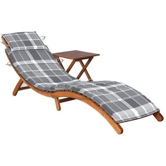 vidaXL vidaXL Sdraio da Giardino con Cuscino e Tavolo in Massello di Acacia