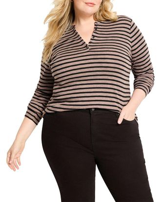 Nic+Zoe Plus Striped Henley T-Shirt