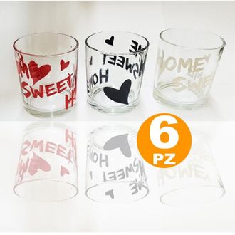 Trade Shop Trade Shop - Set 6 Bicchieri Con Scritta Sweet Home In Vetro Da Tavola Miakasa Made Italy