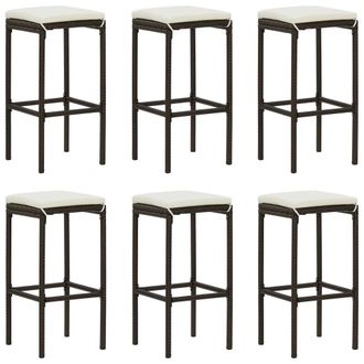 vidaXL Vidaxl - Taburetes De Cocina Con Cojines 6 Uds Rat&aacute;n Sint&eacute;tico Marr&oacute;n