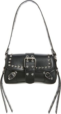 BP. Buckle Rivet Faux Leather Shoulder Bag in Black at Nordstrom