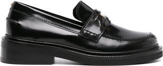 Maje Clover-detail leather loafers - women - Leather - 37 - Black