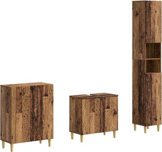 vidaXL Juego De Armarios De Ba&ntilde;o De 3 Piezas Delft Madera Envejecida Vidaxl