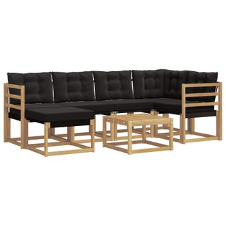 vidaXL Conjunto De Sof&aacute;s De Exterior Con Coj&iacute;n 7 Pcs Blanco Y Negro Vidaxl