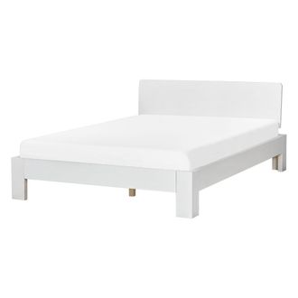 Beliani Beliani - Cama Con Somier De Madera 140 X 200 Cm Con Cabecero Blanco Royan