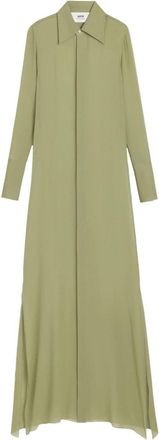 Ami floor-length silk shirt dress - women - Silk - 34 - Green