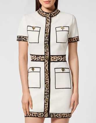 Philipp Plein Gebreide Jurk Leopard