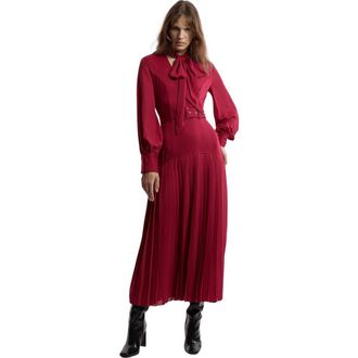 Karen Millen Jersey Ponte Georgette Mix Maxi Dress in Plum at Nordstrom, Size X-Small