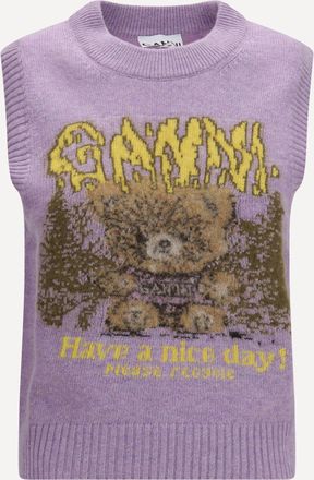 Ganni Gilet Teddy in misto lana e alpaca Woman XS