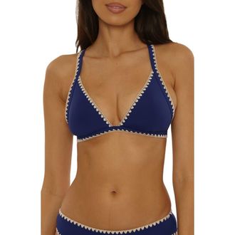 Lucky Brand Marbella Halter Bikini Top in Navy at Nordstrom, Size Large