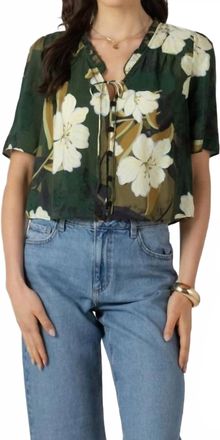 Dex Clothing Floral Flutter Sleeve Blouse In Palm Blossom
