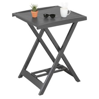 Dmora Mesa De Exterior Ohatchee, 2 Asientos, Longitud M&aacute;x 50 Cm Made In Italy, Acabado Suave, 60x47x65h Cm Negro Antracita