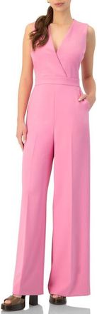 Ivonne V-Neck Sleeveless Wide-Leg Jumpsuit in Pink at Nordstrom, Size 12
