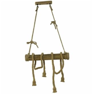 Trade Shop Trade Shop Traesio - Lampadario Sospensione Con Corda In Canapa 4 Portalampada E27 Stile Country B23