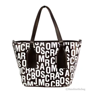 Marc Jacobs Monogram Print Saffiano Leather Tote Bag - Black