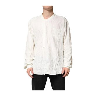 Dolce & Gabbana Casual Shirts, male, White, Size: XL Cotton Long Sleeves Shirt