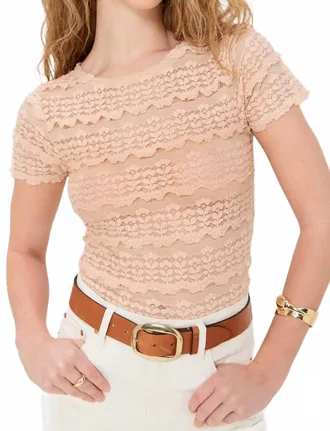 Free People Angelina Lace Tee In Tea