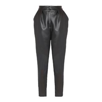 Balmain Slim-fit Trousers, female, Black, S, High-waisted Faux Leather Trousers