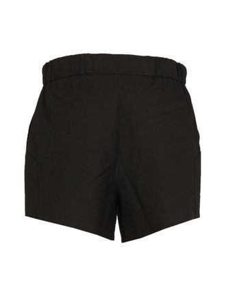 Ganni Ruffled Elastic Waistband Shorts - Black
