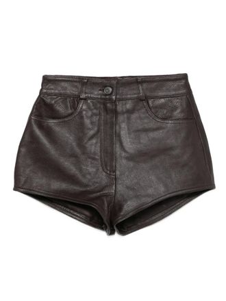 Frankie Shop Loen leather pocket shorts - Brown