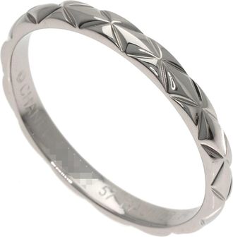 Chanel Matelasse Platinum 950 Band Ring (Pre-Owned)