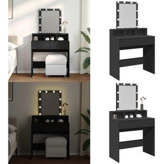 vidaXL Toeletta con LED Nera 80x41x144,5 cm - Specchio da toeletta - Tavolo da trucco