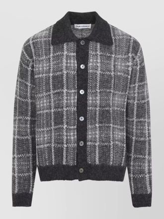Our Legacy alpaca wool checked long-sleeve polo shirt