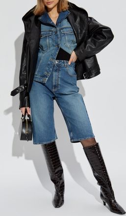 Alaia Leather Jacket With Hood, Womens, Black