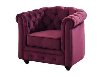 Vente-Unique Sill&oacute;n CHESTERFIELD - Terciopelo p&uacute;rpura