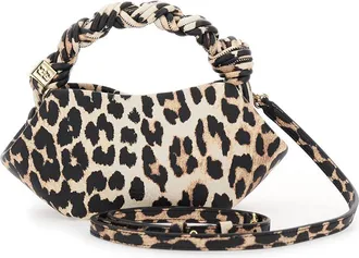 Ganni Womens Handbag Bou Mini Brown Fabric Polyester Handbags Hand Bags