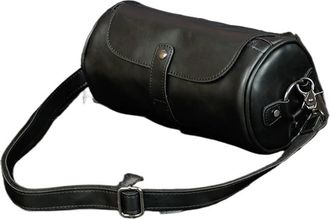 Generic Retro Barrel Shaped Shoulder Bags Men Crossbody Bag Design Messenger Mens(Black)