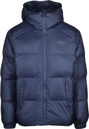 Diesel Jassen, Heren, Blauw, S, Leer, Piumino